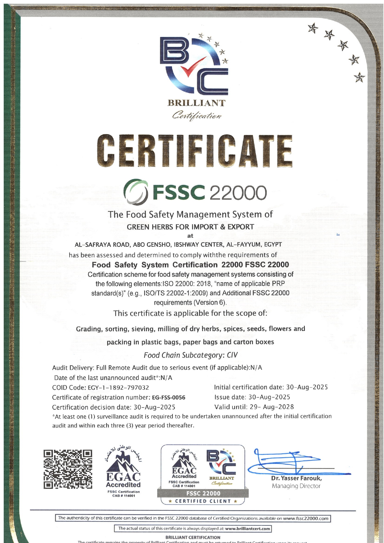 FSSC V6.0 GREEN HERBS FOR IMPORT & EXPORT EG-FSS-0056 Certificate_page-0001